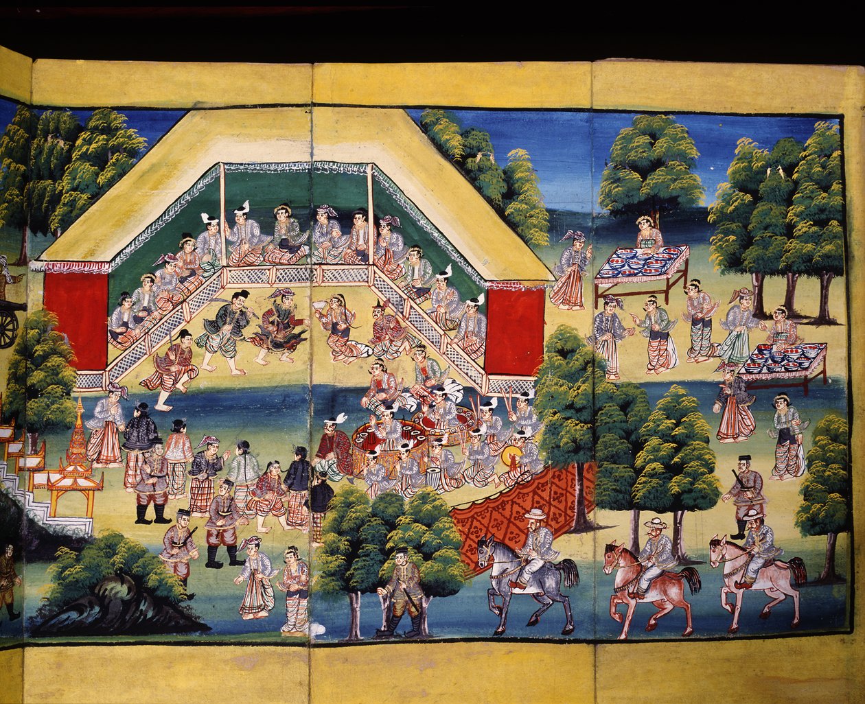 Scéna zhotovení zásluh, stránka z rukopisu od Burmese School