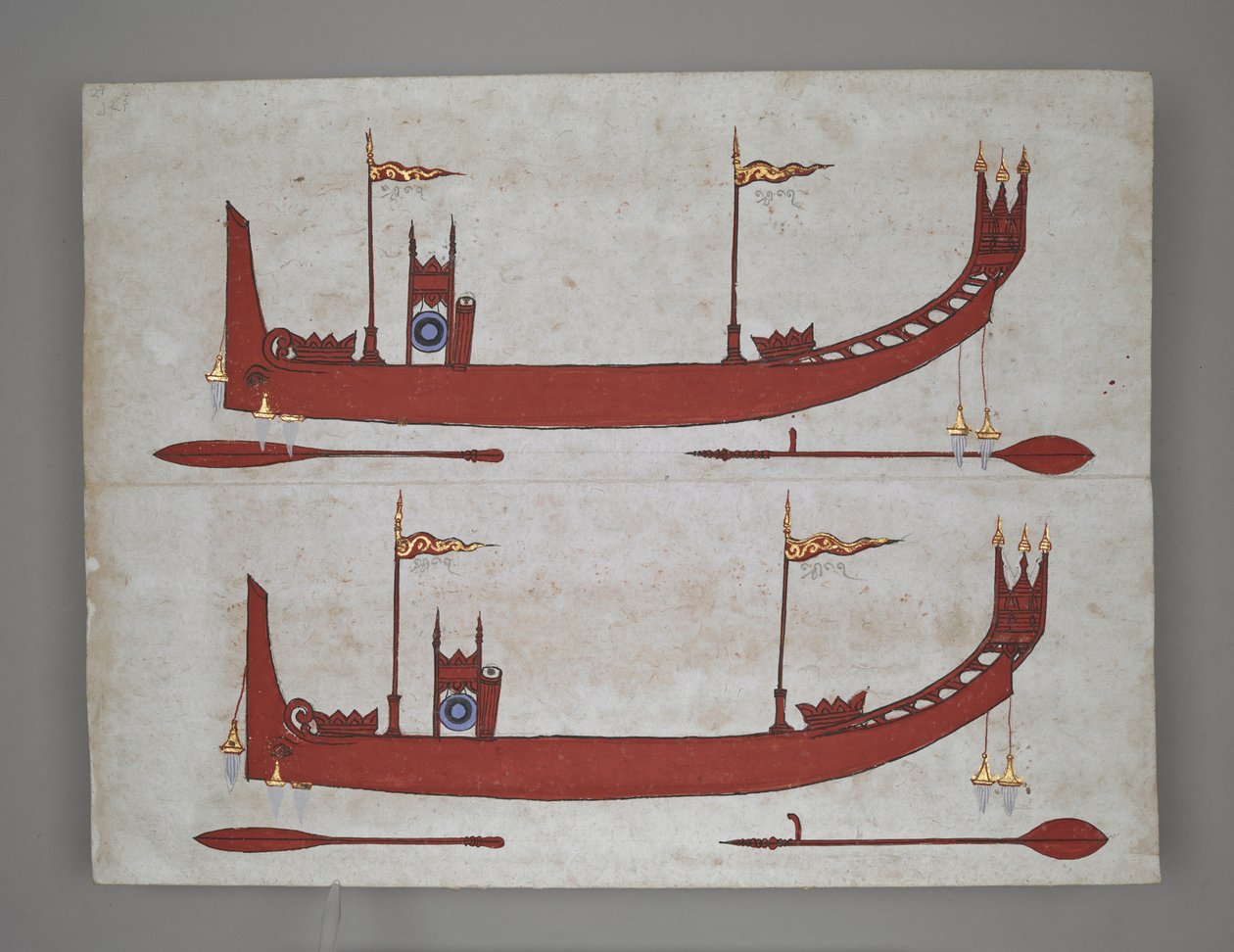 Nebo 14005 Royal Barges and Boats (inkoust, barva a zlato na papíře) od Burmese School