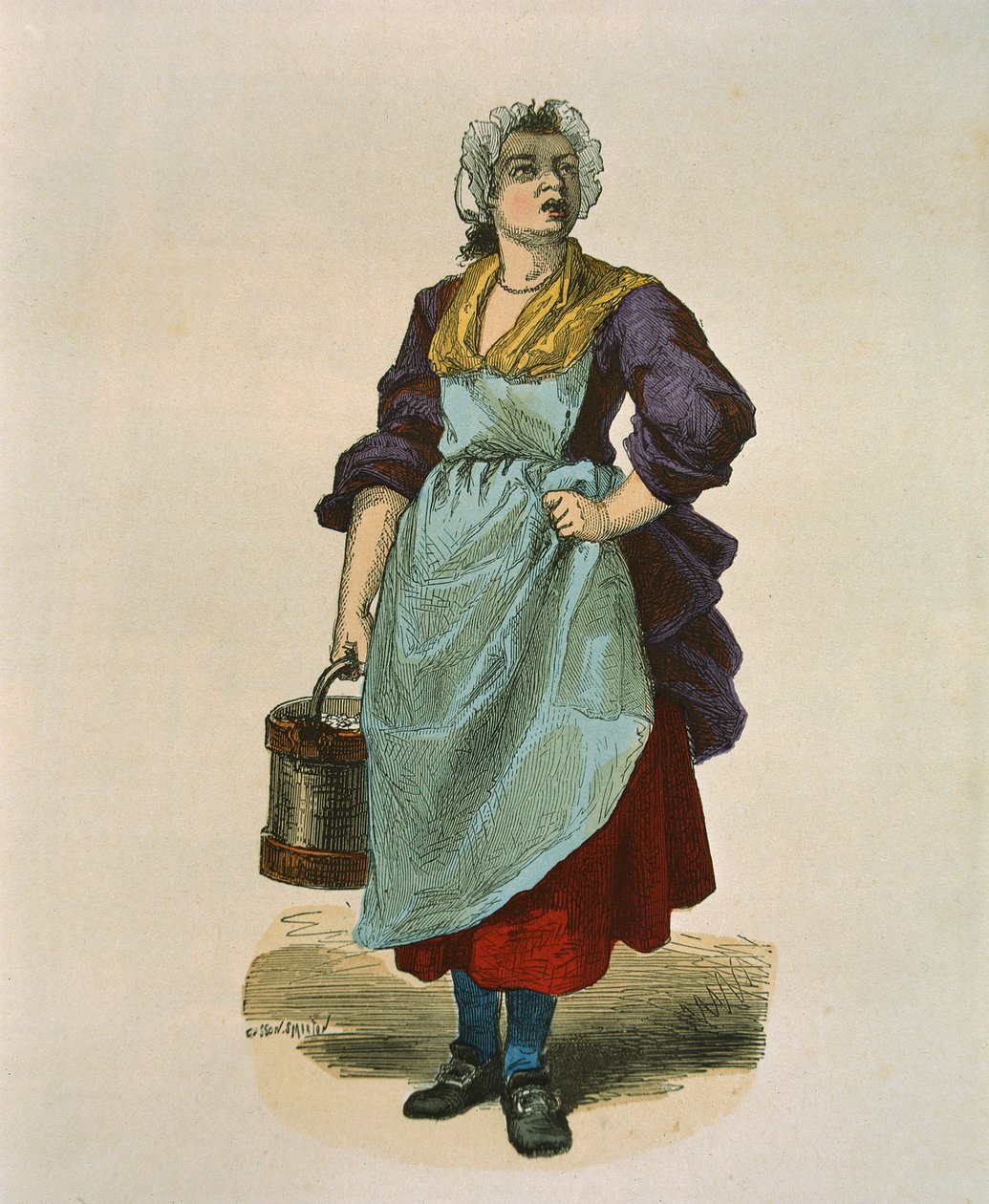 Prodejce ořechů v roce 1774 (barevné rytí) od Burn Smeeton