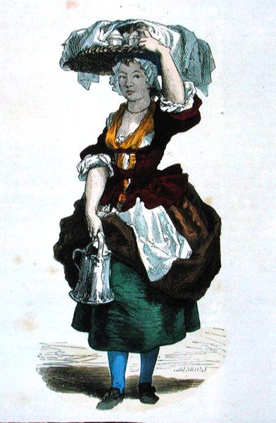 Prodavač smetany v roce 1774 (barevná rytina) od Burn (fl.1840 60) Smeeton