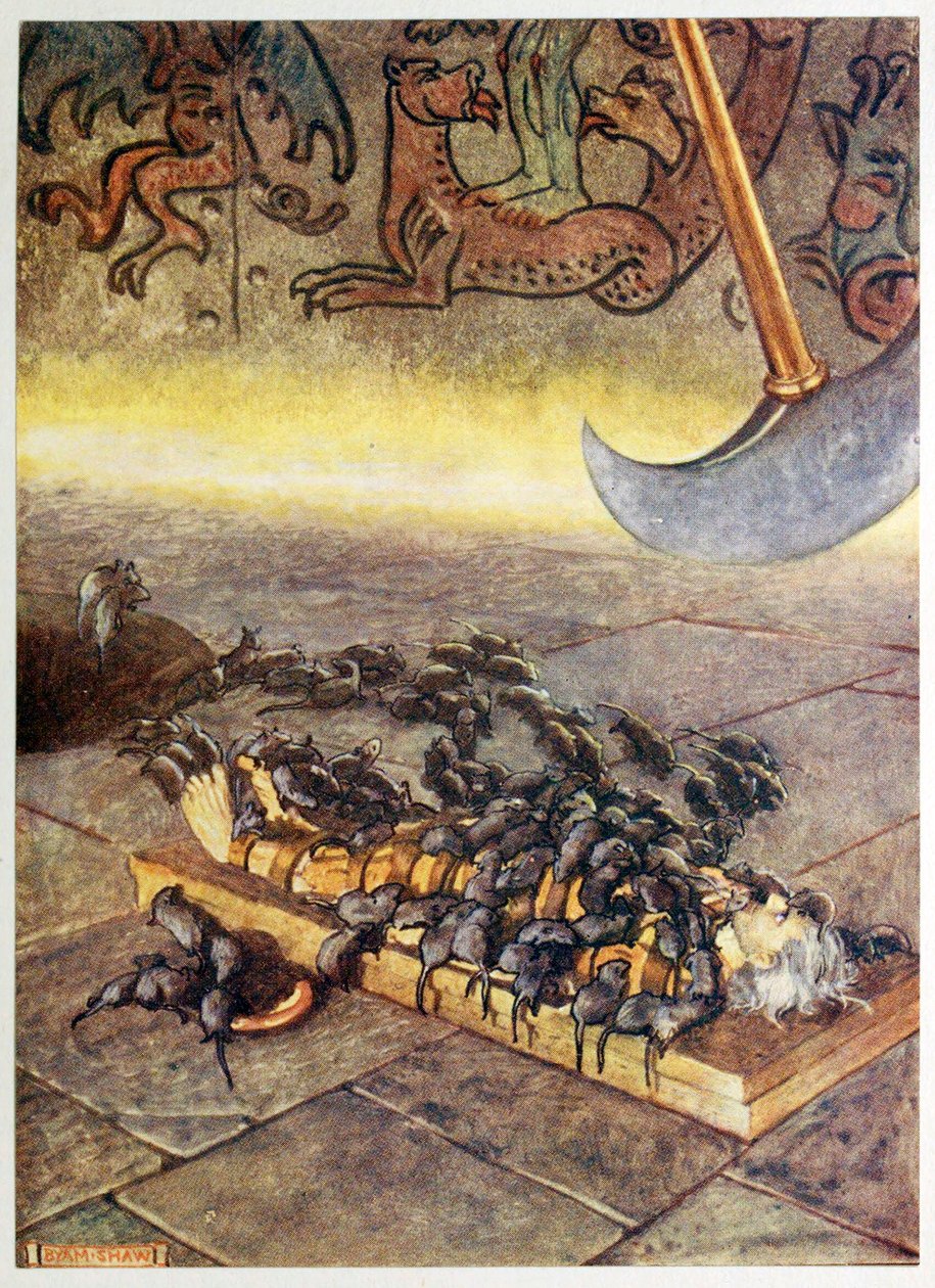 Rojili se na mě ve stále se hromadících hromadách., z hospody Selected Tales of Mystery. 1909. od Byam Shaw