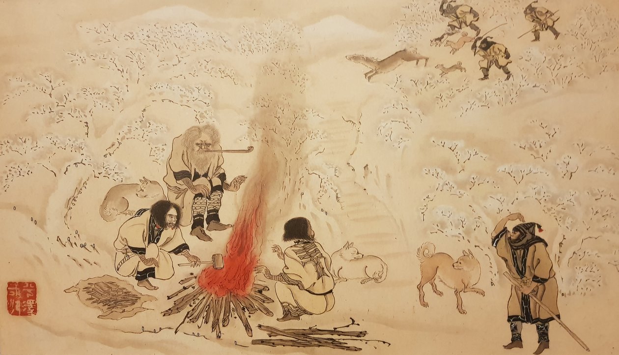 Lov jelenů Sika. Ze série The Ainu, Druhá polovina 19. století.. od Byozan Hirasawa