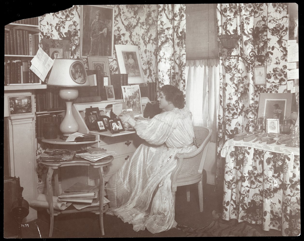 Portrét Elsie de Wolfe v její rezidenci, 122 East 17th Street, New York, 1895 nebo 1896 (stříbrný želatinový tisk) od Byron Company