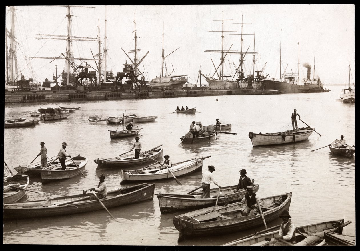 Pohled na přístav v Collao, Peru, 1906 (stříbrný želatinový tisk) od Byron Company