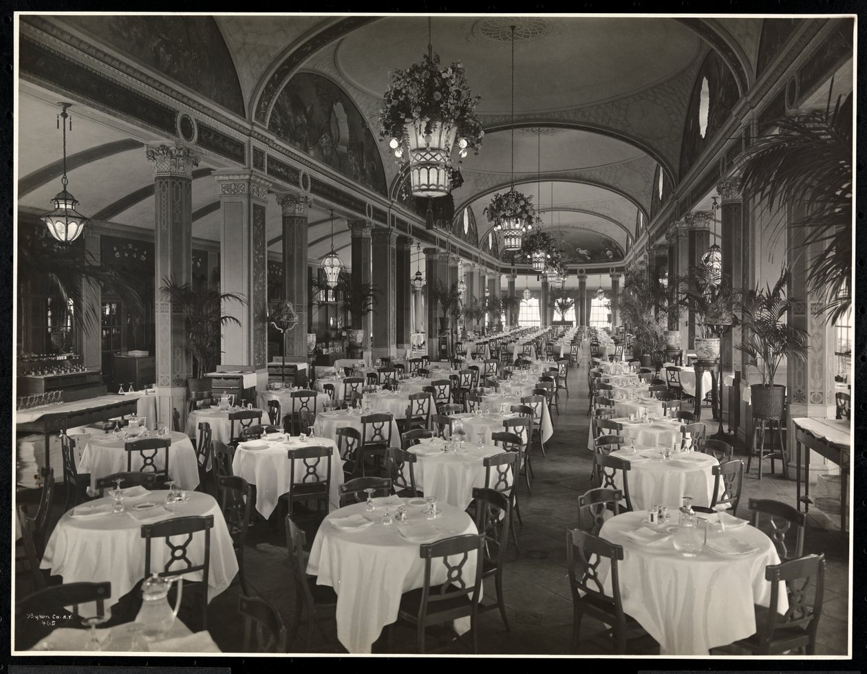 Střešní zahradní restaurace v hotelu Pennsylvania, 1919 (stříbrný želatinový tisk) od Byron Company