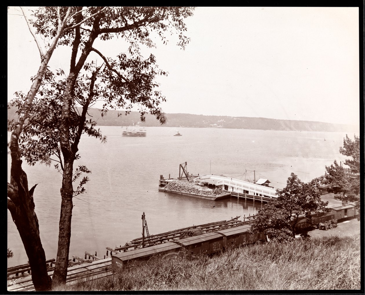 Pohled na severovýchod z Riverside Drive and Park směrem k řece Hudson, New York, cca 1893 (stříbrný želatinový tisk) od Byron Company