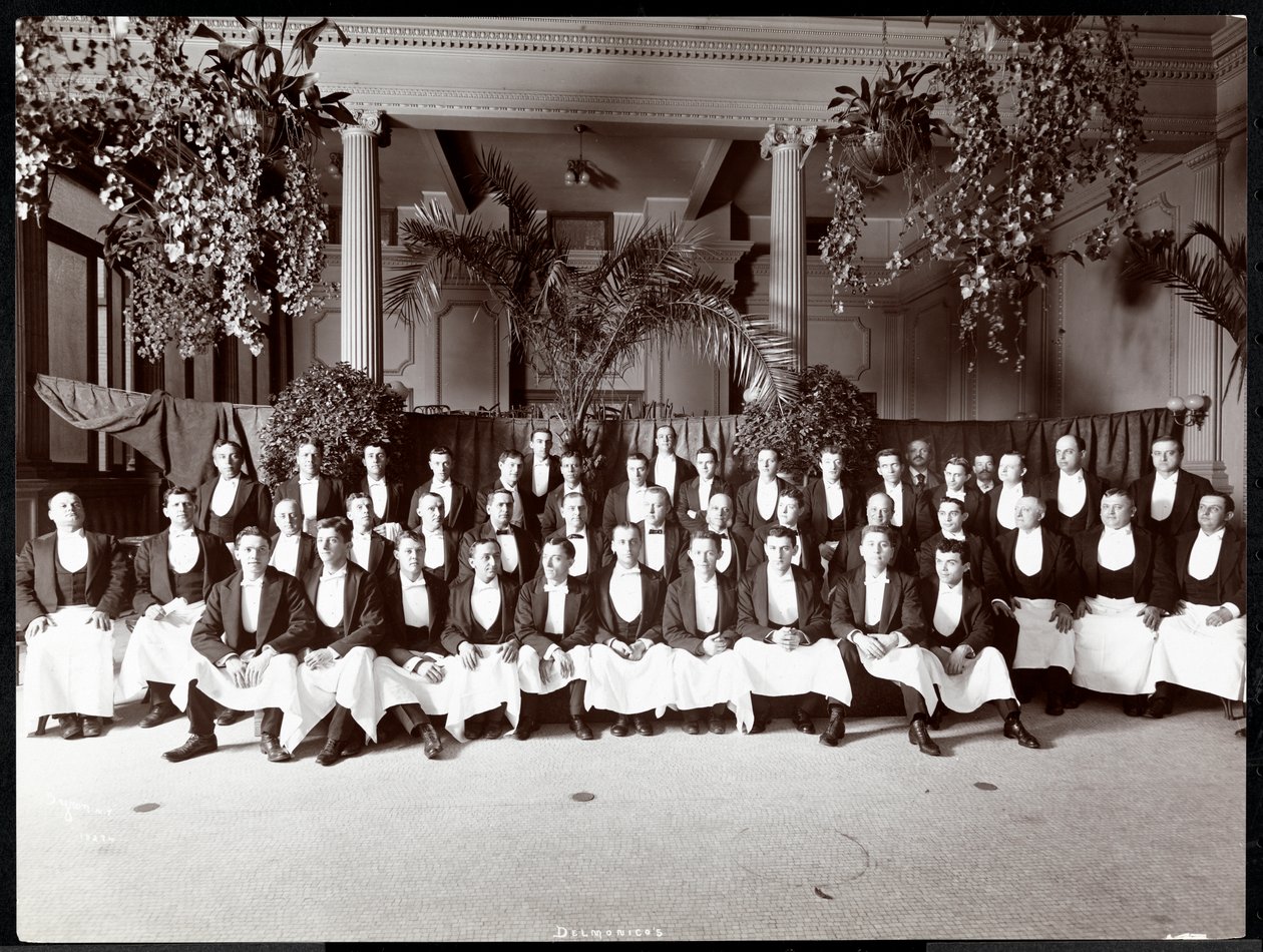 Číšníci v hotelu Delmonico, 1902 (stříbrný želatinový tisk) od Byron Company