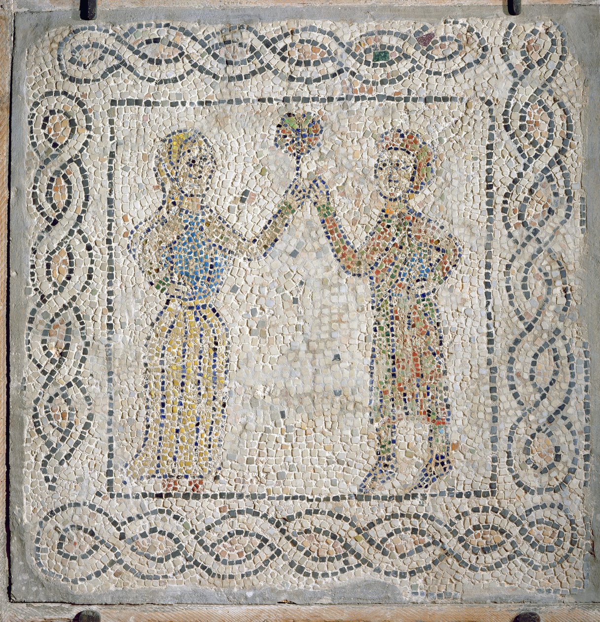 Mladá dívka nabízí růži svému milému, 1213 (mozaika) od Byzantine