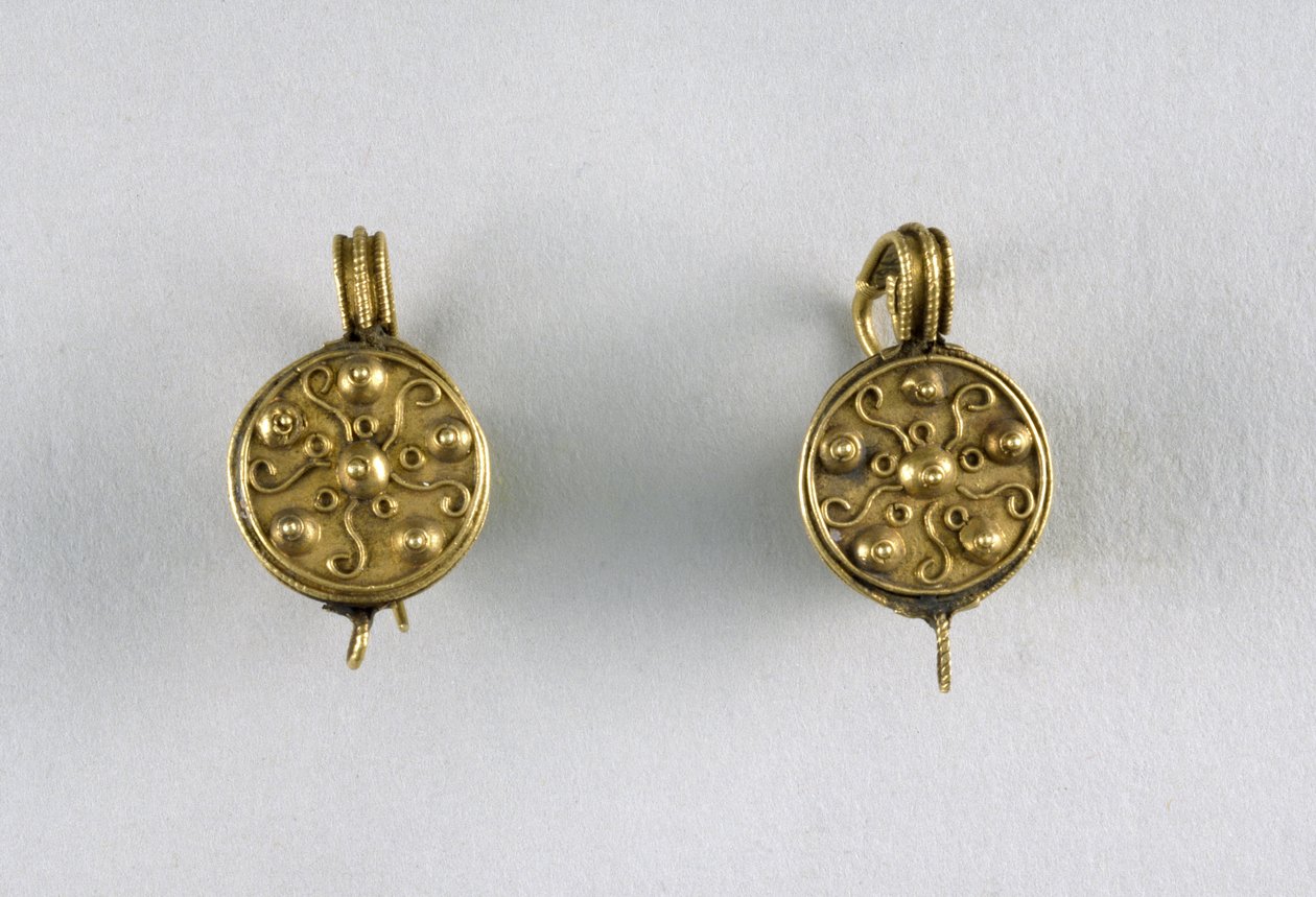Diskové náušnice, cca 1. století (zlaté) od Byzantine