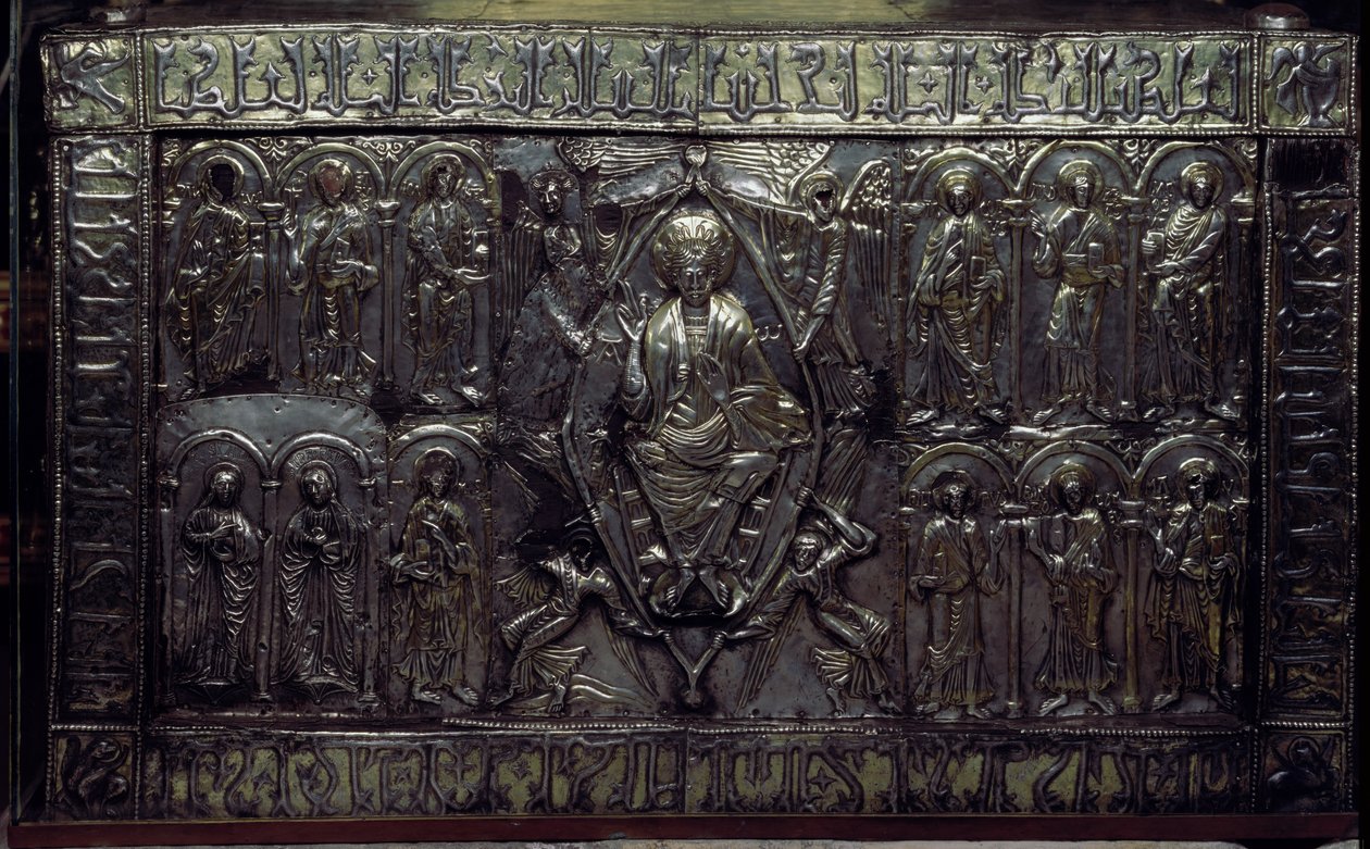 Přední část Arca Santa obsahující Sudarium Christi, uchovávané v Camara Santa (stříbrná) od Byzantine
