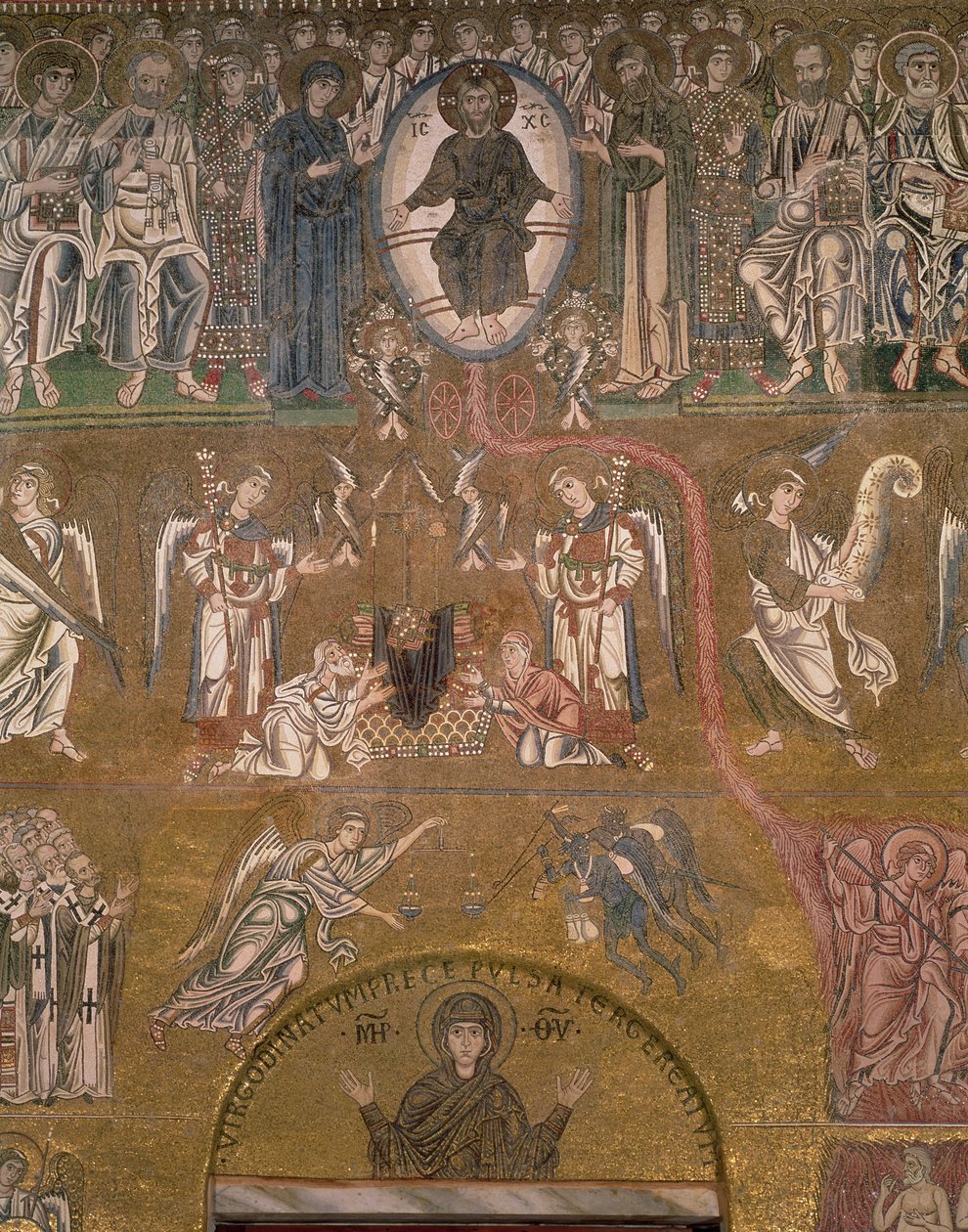 Poslední soud, detail soudícího Krista, mozaika z 11.-12. století od Byzantine