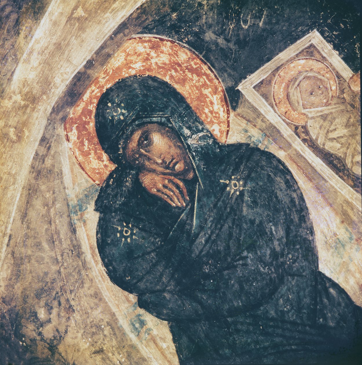 Narození Páně, detail Panny Marie od Byzantine