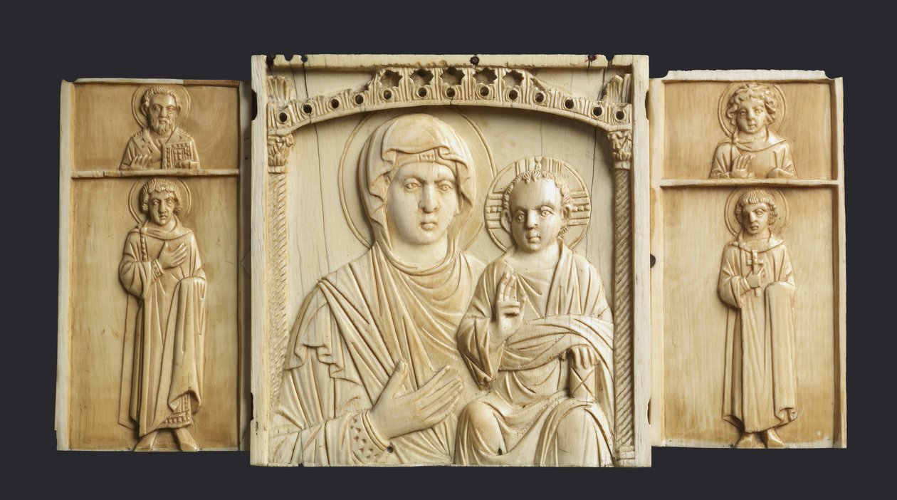 Triptych ikona Panny Marie s dítětem se svatými (viz také 957216-8) od Byzantine