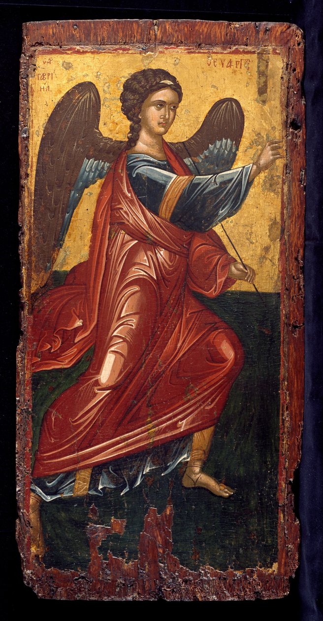 Archanděl Gabriel, ze scény Zvěstování na Královských dveřích ikonostasu od Byzantine Greek