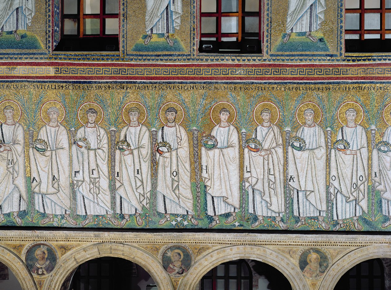 Skupina svatých a mučedníků (mozaika) od Byzantine School