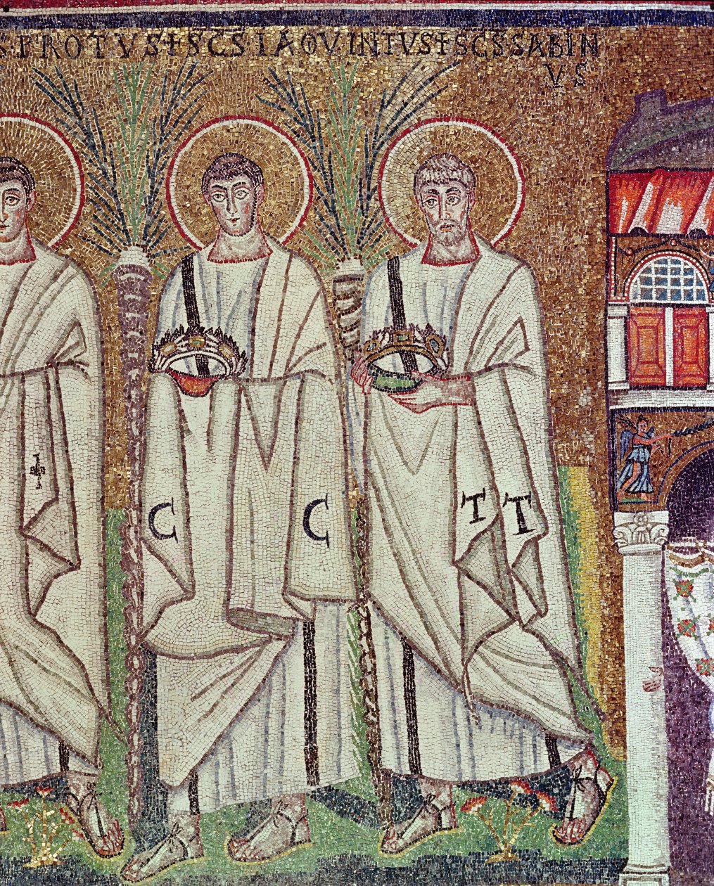 Procesí mučedníků, 527-99 (mozaika) (detail 58071) od Byzantine School