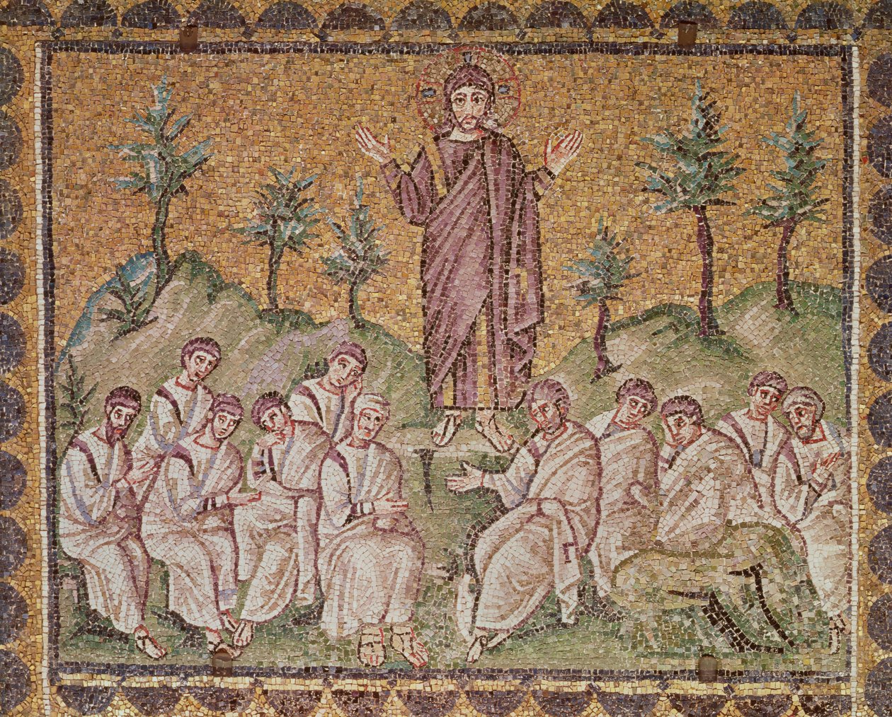 Kázání na hoře, výjevy ze života Kristova (mozaika) od Byzantine School