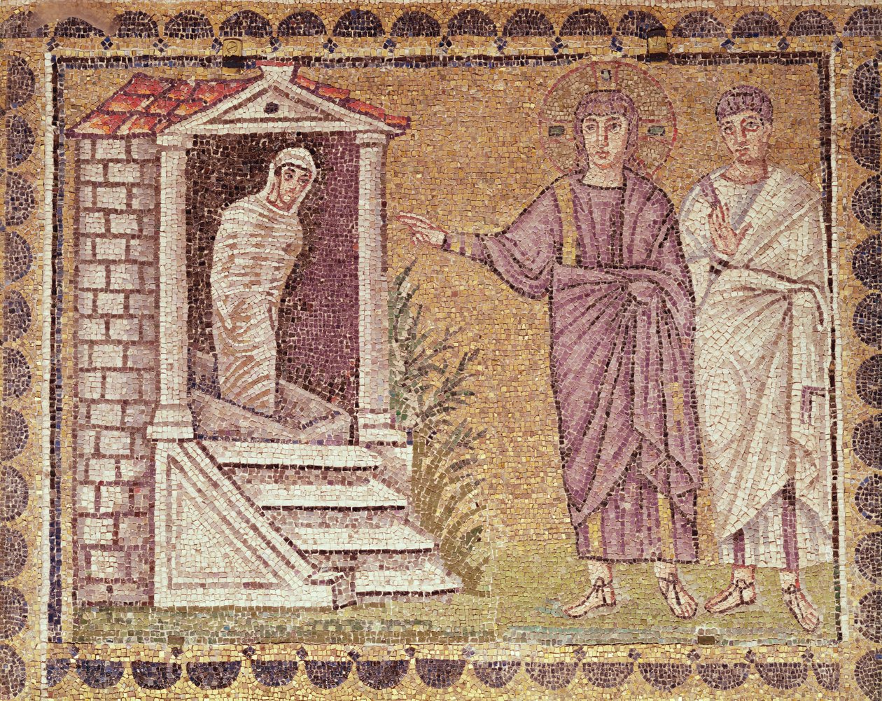 Vzkříšení Lazara, výjevy ze života Kristova (mozaika) od Byzantine School