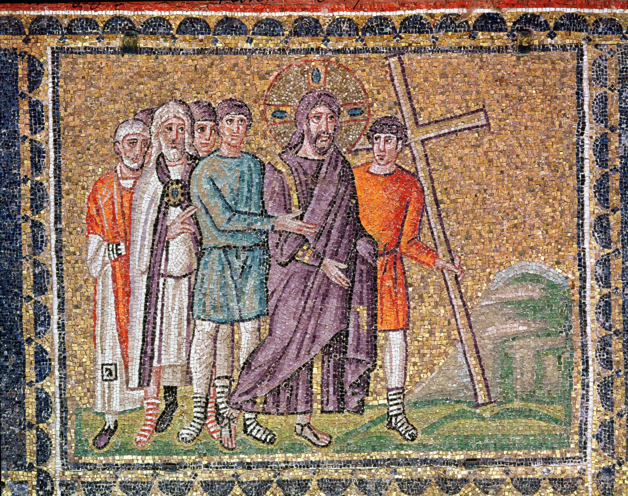 Cesta na Kalvárii, výjevy ze života Kristova (mozaika) od Byzantine School