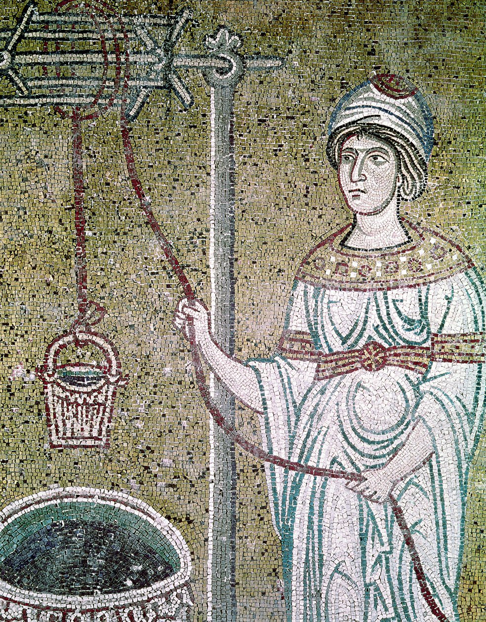 Žena ze Samaří (mozaika) od Byzantine School