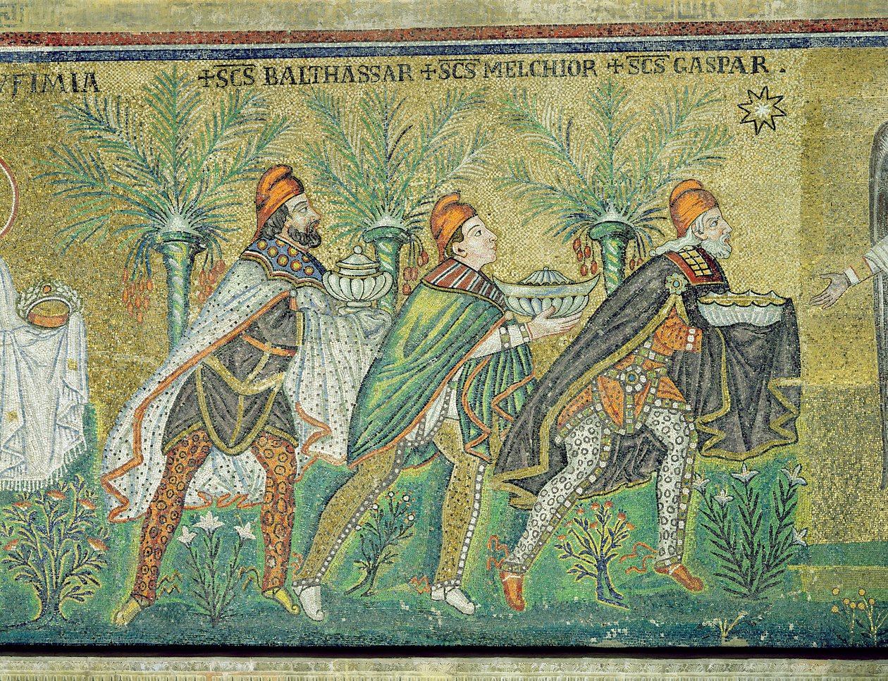 Průvod tří králů (mozaika) od Byzantine School