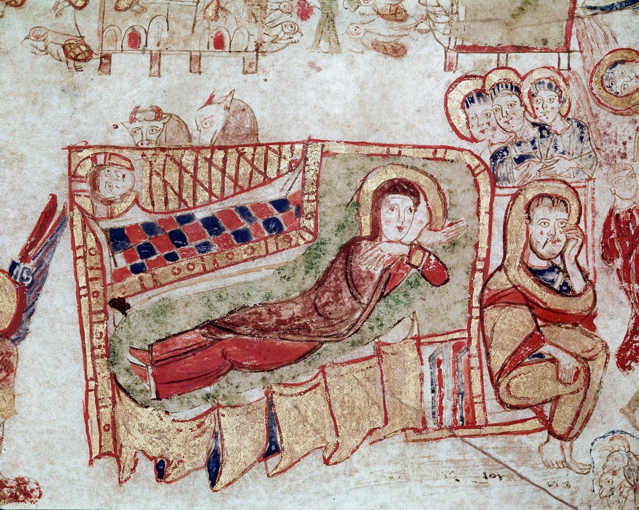 Byzantské umění: „“ Narození a Zvěstování pastýřům““ Miniatura převzatá z „“ Exultet““ z počátku 11. století Museo Diocesano, Gaeta od Byzantine