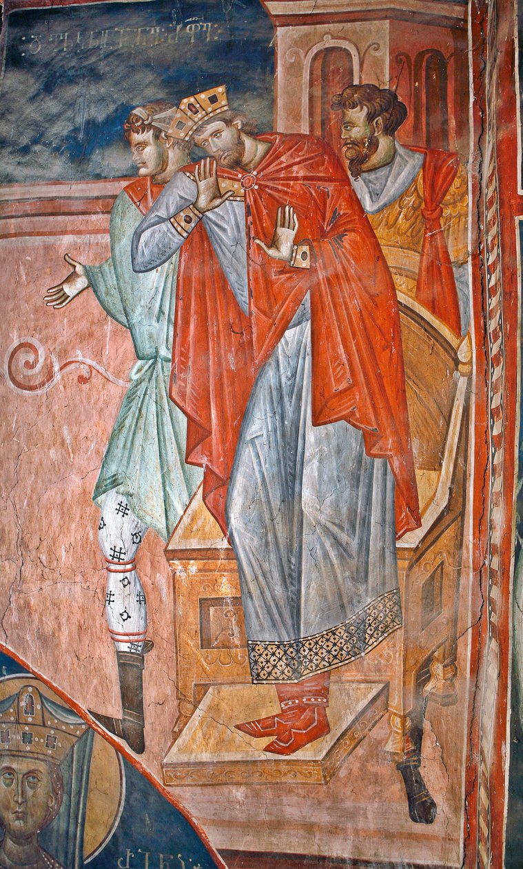 Diocletianus (Diocletien, 244-311) – Peinture de Damiane (aktivní 14. století) – 14. století – Freska – Klášter sv. Jiří, Ubisi ©FineArtImages/Leemage od Byzantine