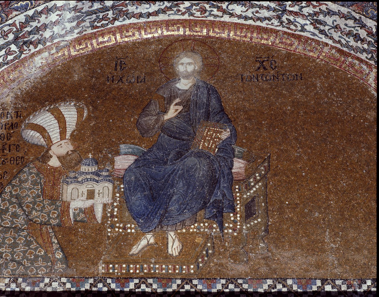 Donátor Theodore Metochites představuje svůj kostel Kristu (Mozaika z let 1310-1320) od Byzantine
