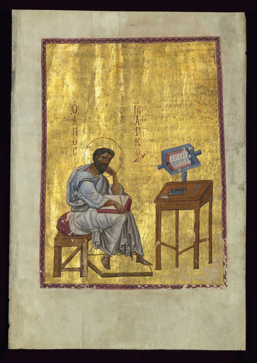 Evangelista Mark sedí ve své studii od Byzantine
