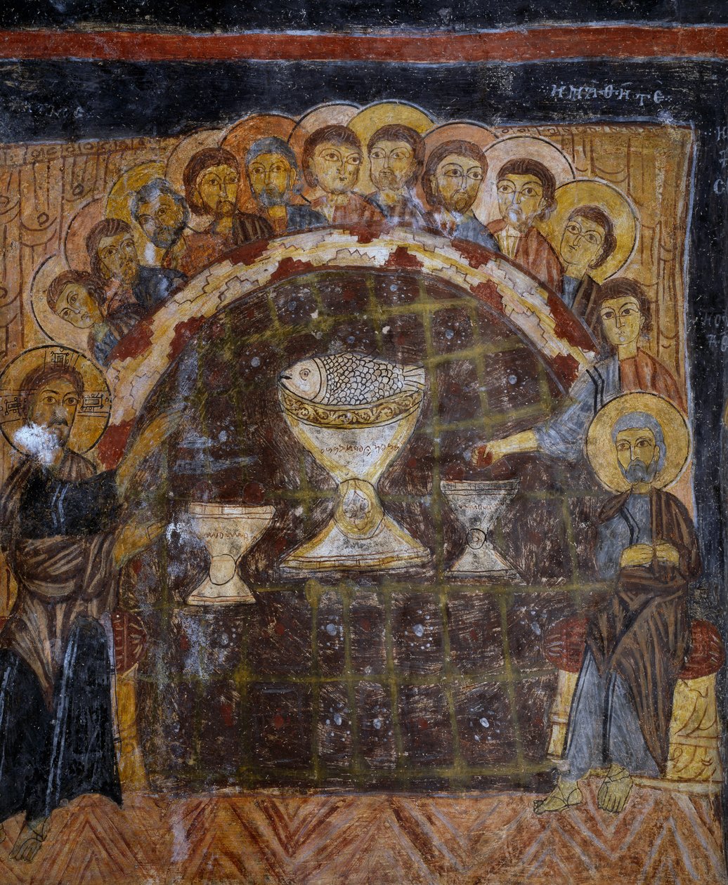 Poslední večeře, byzantská freska (13. století), Gulsehir Karsi Kilise (kostel svatého Jana), Goreme (seznam světového dědictví UNESCO od Byzantine