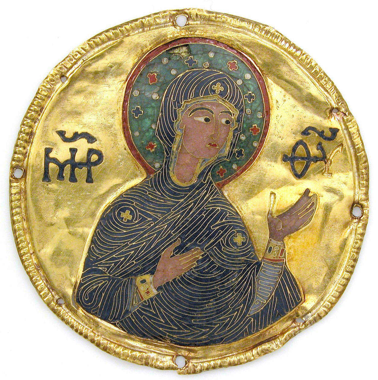 Medailon s Pannou z rámečku ikony, cca 1100 (zlato, stříbro a smalt cloisonné) od Byzantine