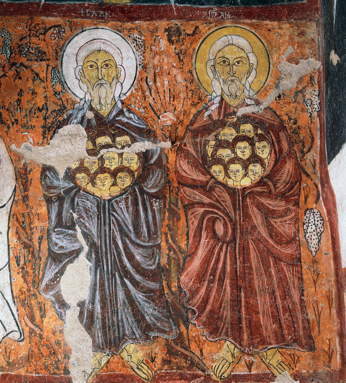 Svatí patroni nevinných, byzantská freska (1212), Gulsehir Karsi Kilise (kostel svatého Jana), Goreme (seznam světového dědictví UNESCO od Byzantine