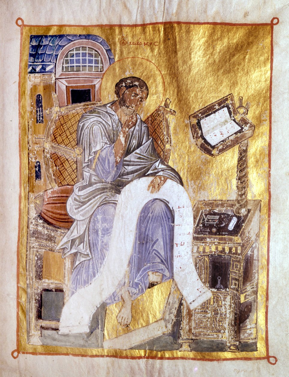 Svatý Marek zastoupený v byzantském rukopisu ze 13. století, Londýn, Victoria a Albert. od Byzantine