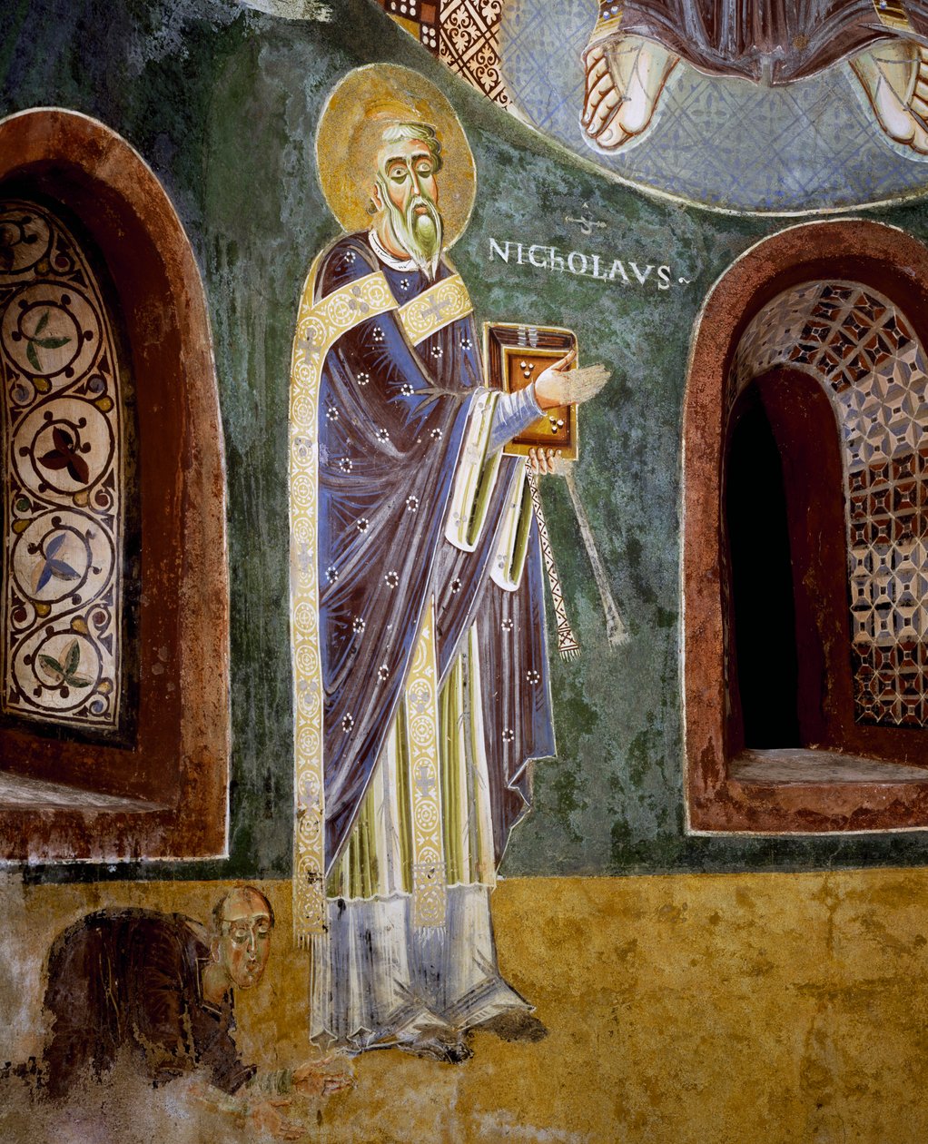 St Nicola, detail (freska) od Byzantine