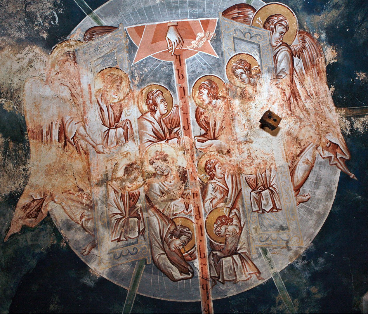 The Angels - Peinture de Damiane (aktivní 14. století) - 14. století - Freska - Klášter svatého Jiří, Ubisi (Georgie) ©FineArtImages/Leemage od Byzantine