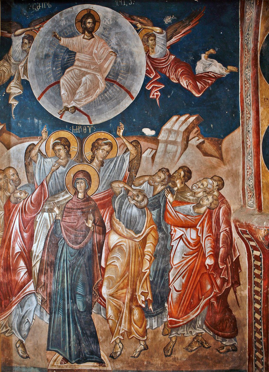 Vzkříšení - Peinture de Damiane (aktivní 14. století) - 14. století - Freska - Klášter sv. Jiří, Ubisi ©FineArtImages/Leemage od Byzantine