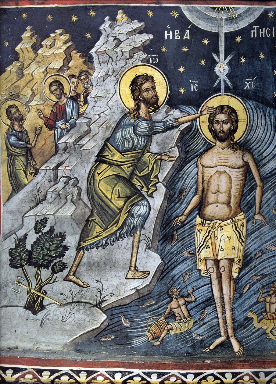 Epiphany - Byzantský mistr - 16. století - Freska - klášter Dionysiou, hora Athos od Byzantine Byzantine