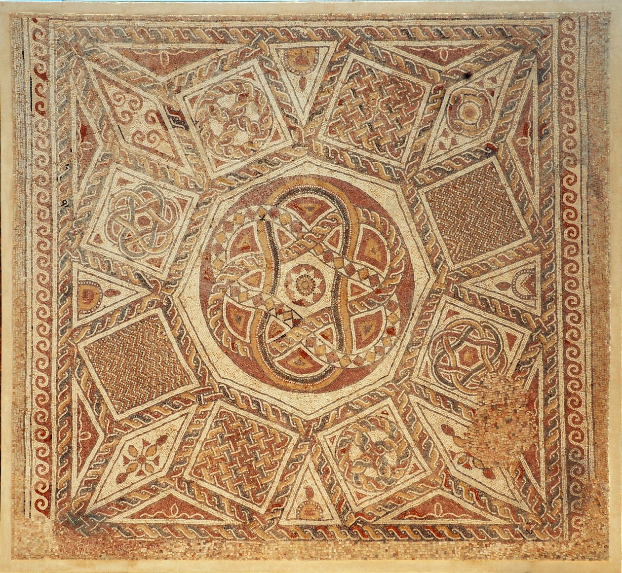 Mozaiková podlaha z byzantského kláštera pevnosti v Deir Qala, 6. století našeho letopočtu (mozaika) od Byzantine Byzantine