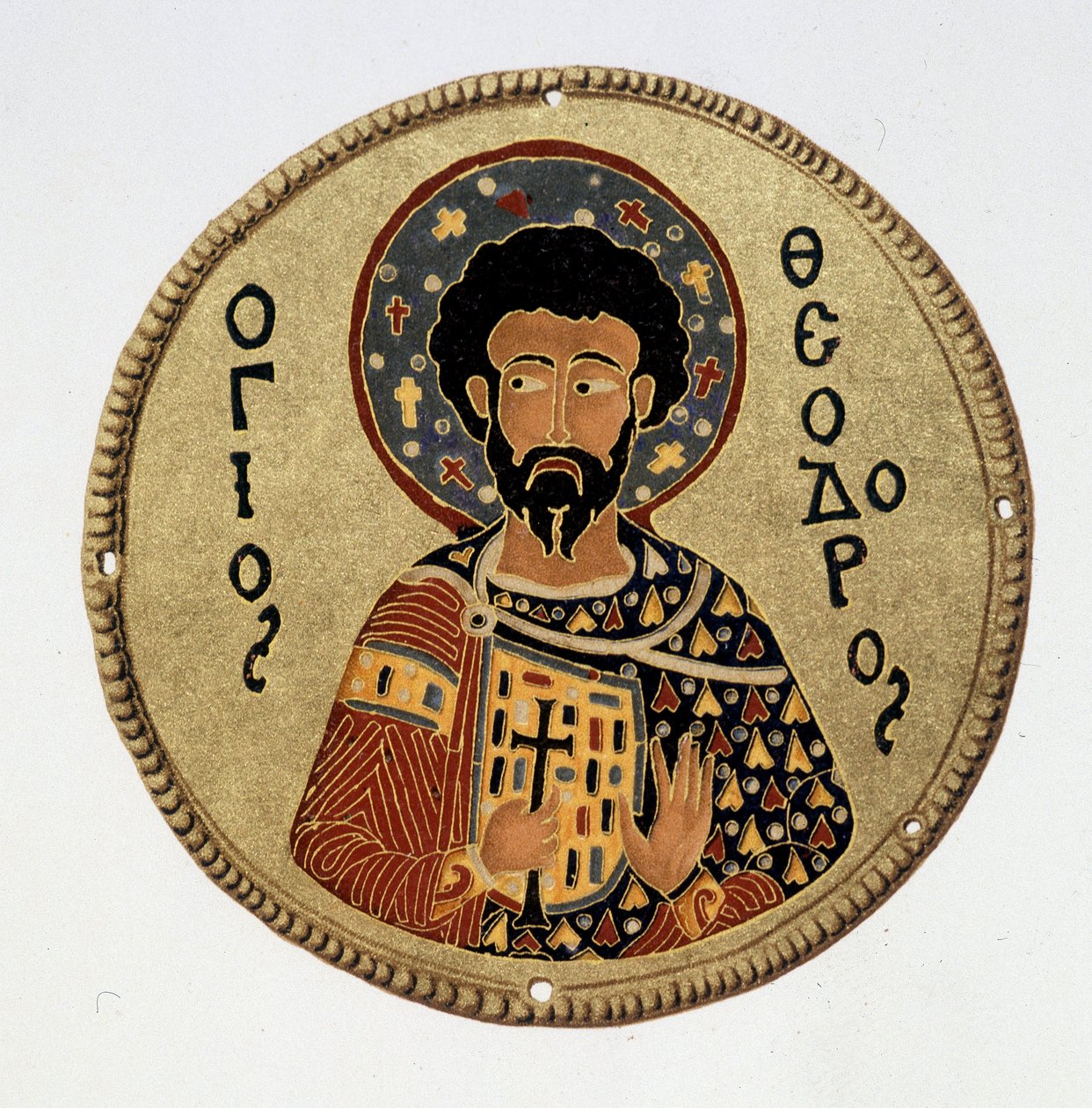 Svatý Theodore (Teodoro) - ve podobenství Fac v „“Historie a památky byzantských emals““ od N Kondakowa od Byzantine Byzantine