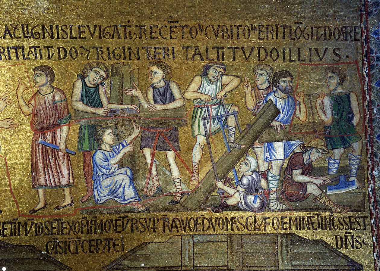 Příběh Noema: Stavba archy Detail vnitřních mozaik v bazilice sv. Marka, 11. stol. od Byzantine Byzantine