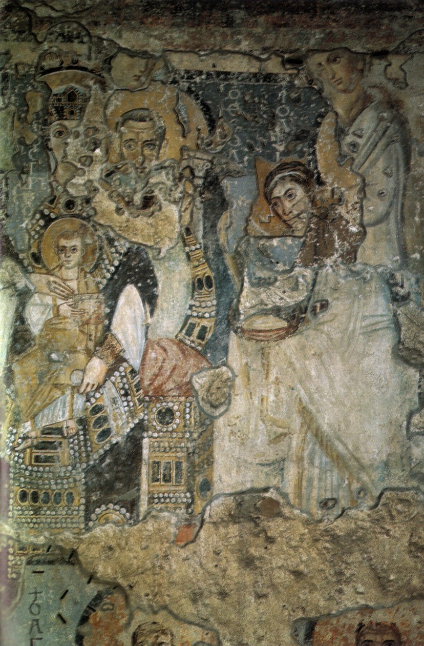 Freska Zvěstování v Santa Maria Antiqua, 565-578 od Byzantine Byzantine