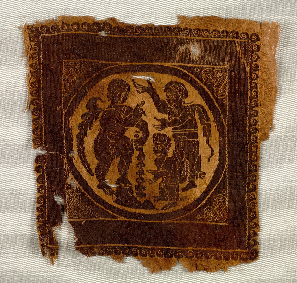 Okrasný čtverec z tuniky, 400. léta (tkaní gobelínů s doplňkovým útkovým obalem, nebarvené len a barvená vlna) od Byzantine Period Egyptian