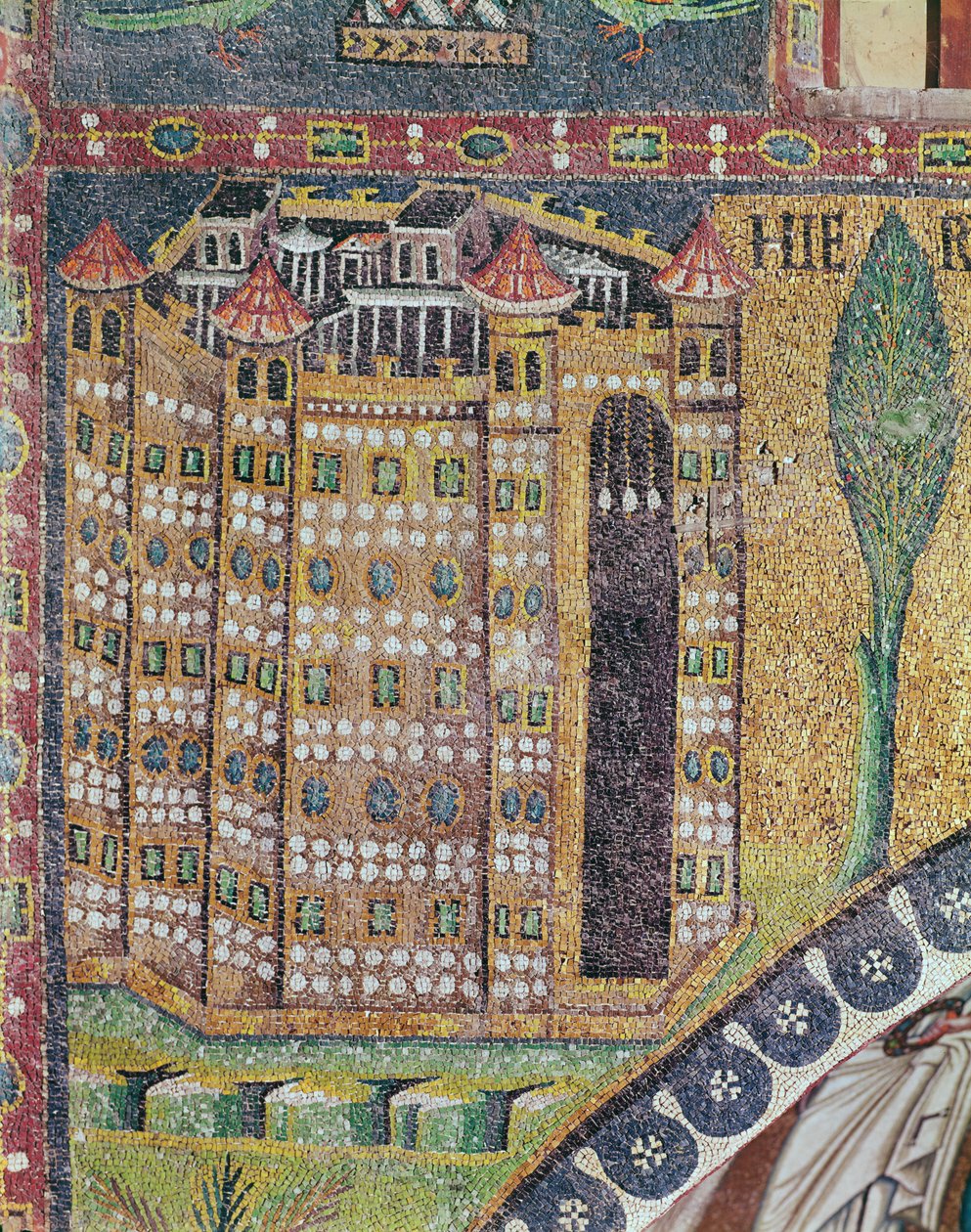 Detail Jeruzaléma (mozaika) od Byzantine School
