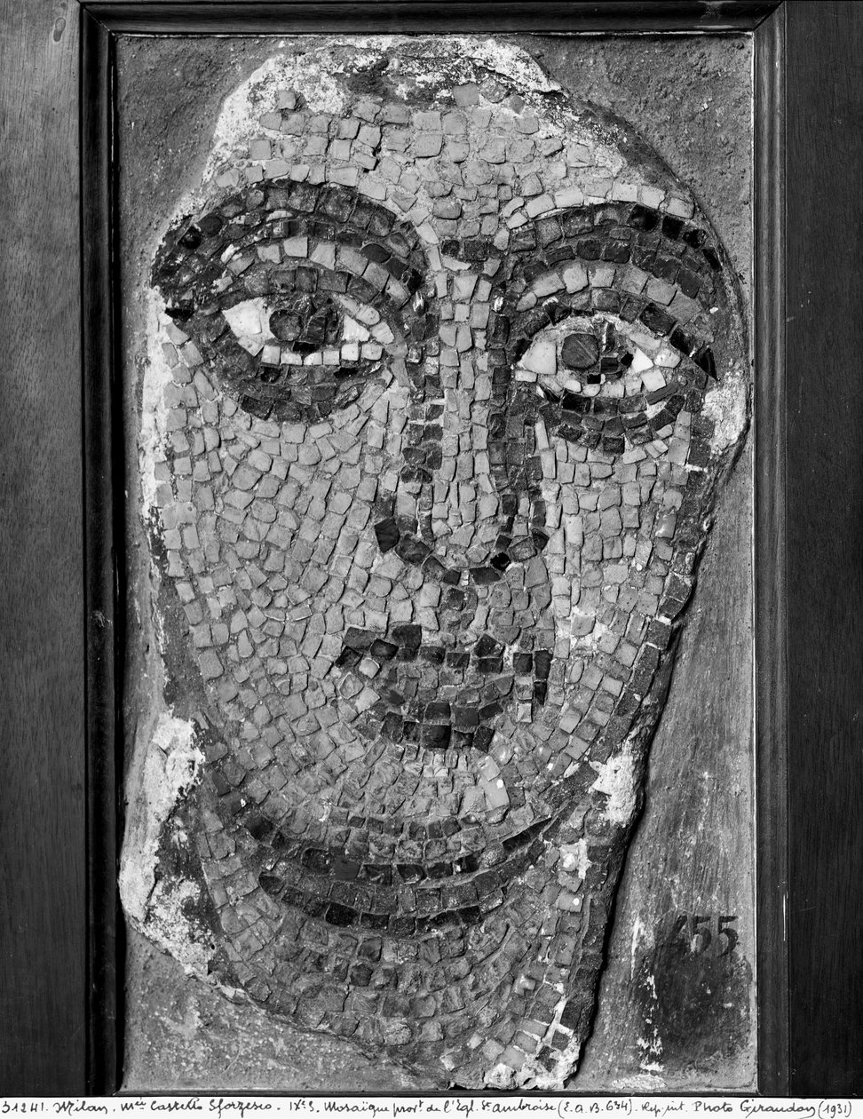 Tvář dámy z kostela sv-Ambrosius, tvář dámy (mozaika) od Byzantine School