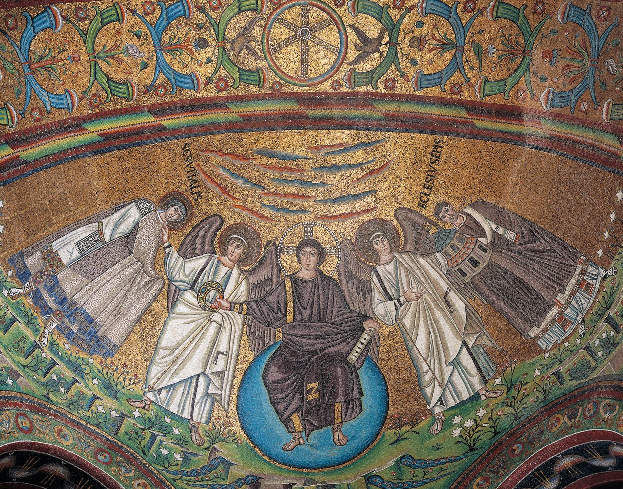Itálie, Emilia-Romagna, Ravenna, bazilika San Vitale, mozaika povodí Absidial od Byzantine School