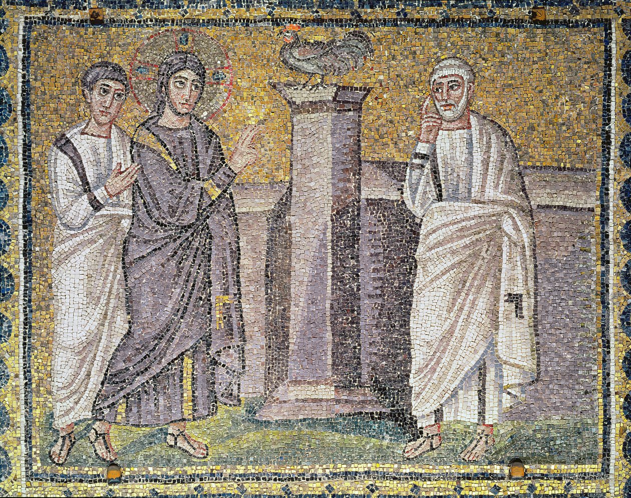 Ježíš předpovídá Petrovo popření, scény z Kristova života (mozaika) od Byzantine School