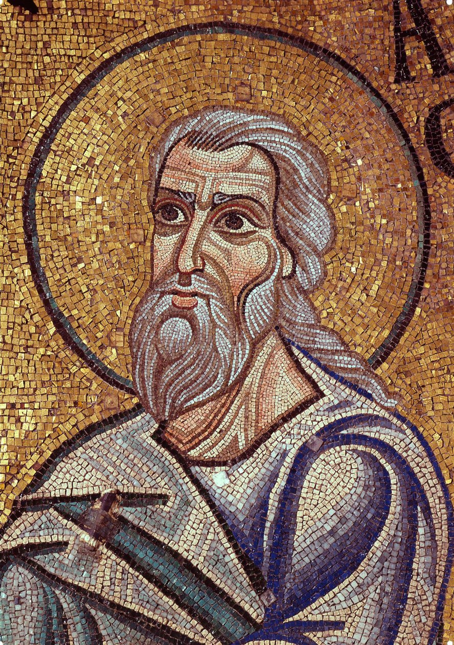 Prorok Habacuc (Habacuc, Habacuc, Habakuk, Abakuk, Havakuk) (7. století př. n. l.). Dílo byzantského mistra, mozaika, detail výzdoby baziliky svatého Marka v Benátkách (Itálie) od Byzantine School