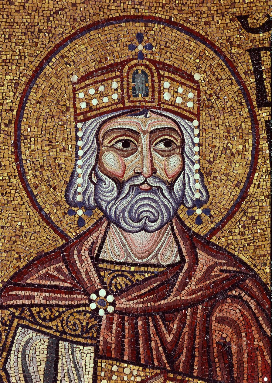 Král David (10. století před naším letopočtem). Dílo byzantského mistra, mozaika, detail výzdoby baziliky svatého Marka, Benátky (Itálie). Byzantské umění, středověk. Bazilika svatého Marka, Benátky. od Byzantine School