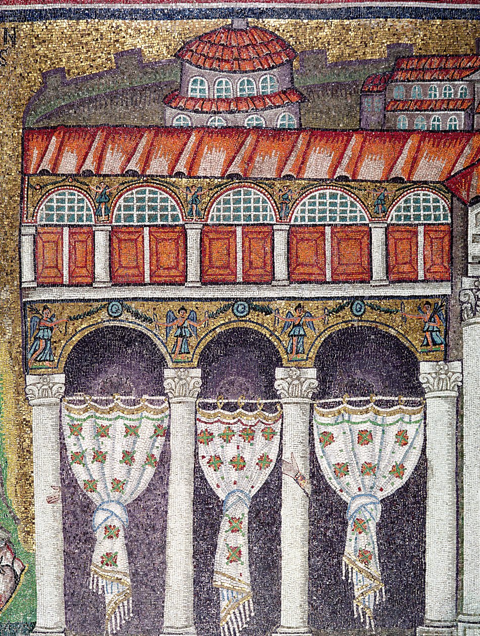 Levé křídlo Palazzo di Teodorico, 527-99 (mozaika) (detail 224988) od Byzantine School