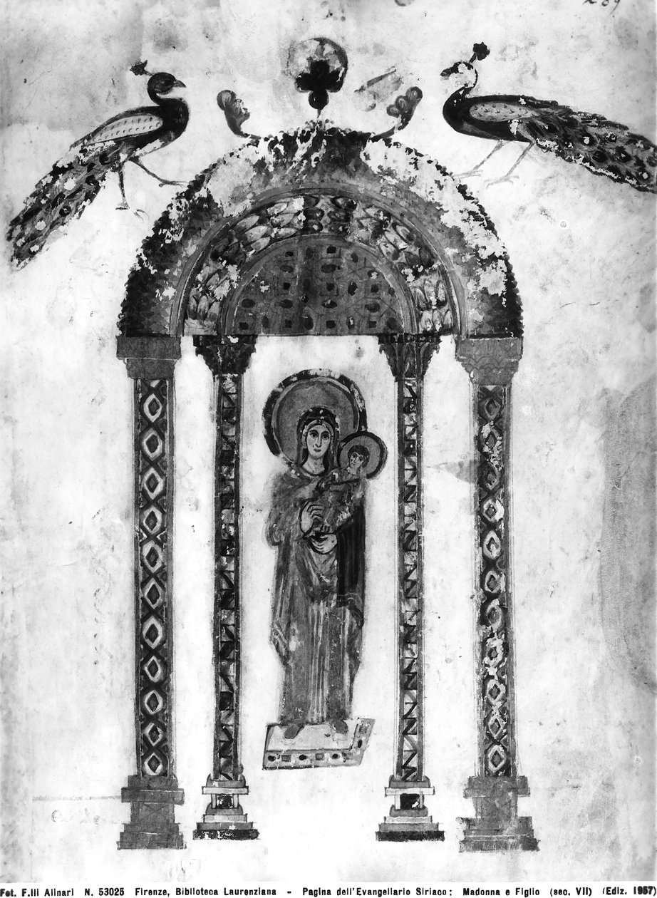 Madona s dítětem, folio z evangelií Rabula, 586 n. l. (tempera na pergamenu) od Byzantine School
